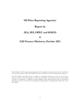 Oil Price Reporting Agencies