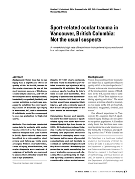Sport-Related Ocular Trauma in Vancouver, British Columbia: Not the Usual Suspects