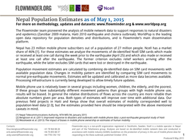 Nepal Population Estimates As of May 1, 2015 for More on Methodology, Updates and Datasets: &