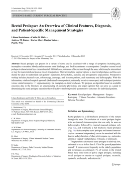 Rectal Prolapse: an Overview of Clinical Features, Diagnosis, and Patient-Specific Management Strategies