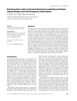 Echolocation Calls in Central American Emballonurid Bats: Signal Design and Call Frequency Alternation K