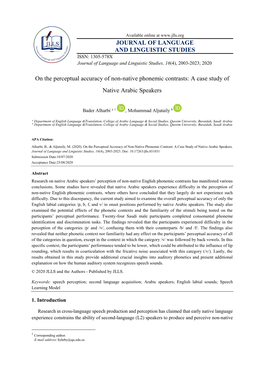 On the Perceptual Accuracy of Non-Native Phonemic Contrasts: a Case Study of Native Arabic Speakers