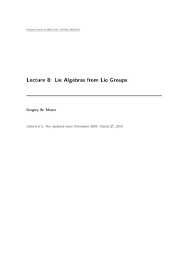 Lie Algebras from Lie Groups