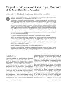 The Gaudryceratid Ammonoids from the Upper Cretaceous of the James Ross Basin, Antarctica