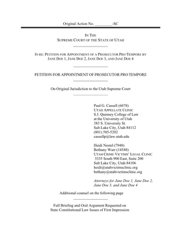 Petition for Appointment of a Prosecutor Pro Tempore by Jane Doe 1, Jane Doe 2, Jane Doe 3, and Jane Doe 4 ______