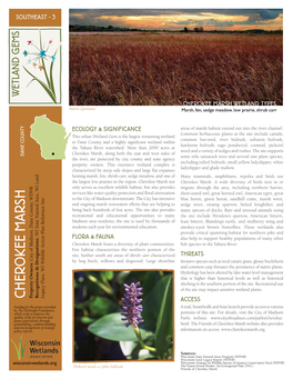 CHEROKEE MARSH WETLAND TYPES Mario Quintano Marsh, Fen, Sedge Meadow, Low Prairie, Shrub Carr