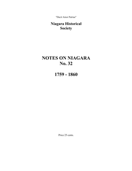 NOTES on NIAGARA No. 32 1759