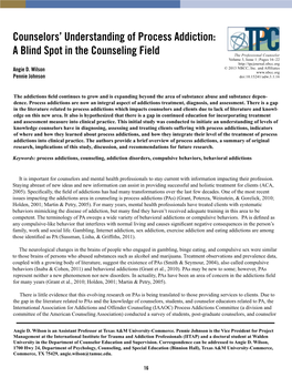 Counselors' Understanding of Process Addiction: a Blind Spot in The