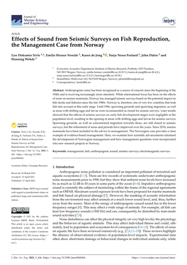 Effects of Sound from Seismic Surveys on Fish Reproduction, the Management Case from Norway