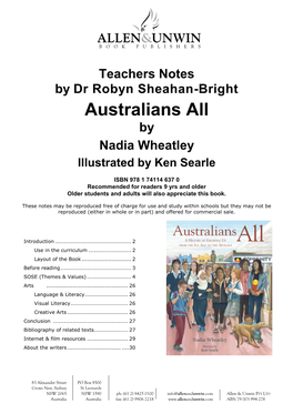 Australians All by Nadia Wheatley Illustrated by Ken Searle