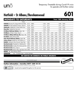 Hatfield – St Albans/Borehamwood