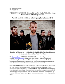 THE CONTORTIONIST: Episode Three of In-Studio Video Blog Series Featured Now at Metalinjection.Net