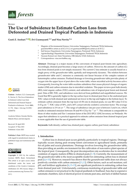 The Use of Subsidence to Estimate Carbon Loss from Deforested and Drained Tropical Peatlands in Indonesia