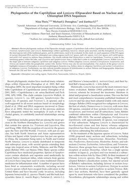 Phylogenetics of the Caprifolieae and Lonicera (Dipsacales)