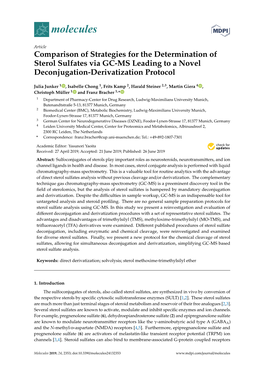 Comparison of Strategies for the Determination of Sterol Sulfates Via GC-MS Leading to a Novel Deconjugation-Derivatization Protocol