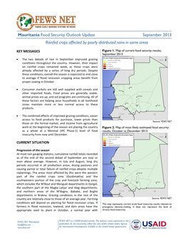 Mauritania Food Security Outlook Update September 2013 Rainfed Crops Affected by Poorly Distributed Rains in Some Areas
