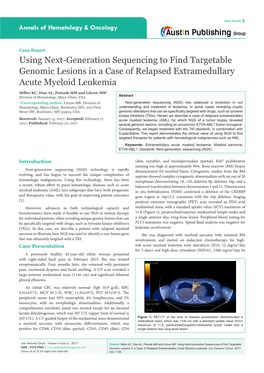 Using Next-Generation Sequencing to Find Targetable Genomic Lesions in a Case of Relapsed Extramedullary Acute Myeloid Leukemia