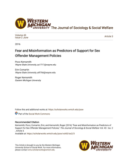 Fear and Misinformation As Predictors of Support for Sex Offender Management Policies