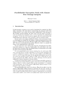 Parallelizable Encryption Mode With