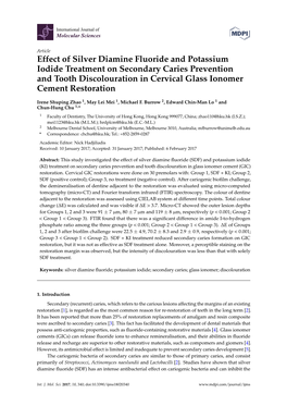 Effect of Silver Diamine Fluoride and Potassium Iodide Treatment on Secondary Caries Prevention and Tooth Discolouration in Cervical Glass Ionomer Cement Restoration