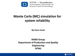 (MC) Simulation for System Reliability
