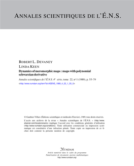 Maps with Polynomial Schwarzian Derivative Annales Scientiﬁques De L’É.N.S