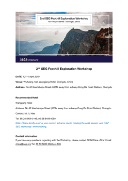 2Nd SEG Foothill Exploration Workshop