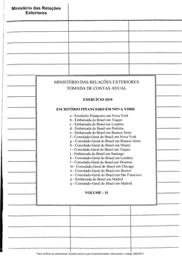 Ministério Tomada Das Relações Exteriores De Contas Anual