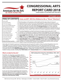 Congressional Arts Report Card 2018 Your Guide to Voting for the Arts