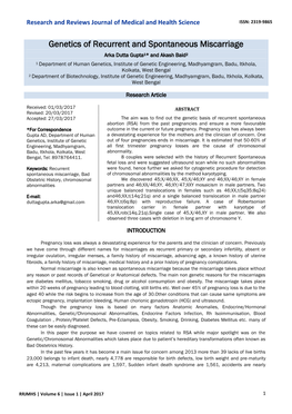 Genetics of Recurrent and Spontaneous Miscarriage