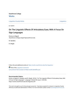 On the Linguistic Effects of Articulatory Ease, with a Focus on Sign Languages