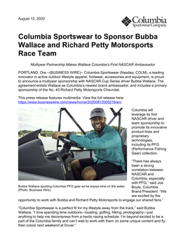 Columbia Sportswear to Sponsor Bubba Wallace and Richard Petty Motorsports Race Team