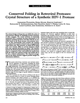 Crystal Structure of a Synthetic HIV-1 Protease