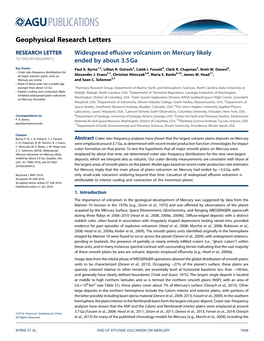 Widespread Effusive Volcanism on Mercury Likely Ended by About 3.5 Ga