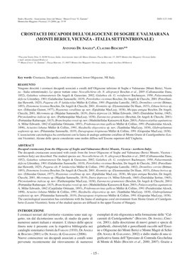 Crostacei Decapodi Dell'oligocene Di Soghe E Valmarana (Monti Berici