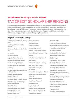 Tax Credit Scholarship Regions