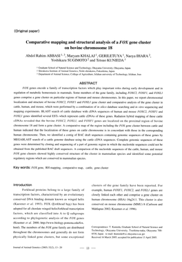 Comparative Mapping and Structural Analysis of a FOX Gene Cluster on Bovine Chromosome 18