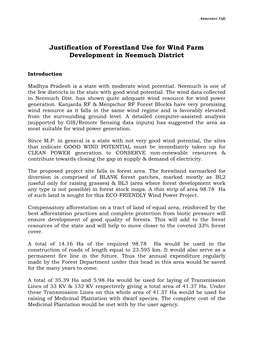 Justification of Forestland Use for Wind Farm Development in Neemuch District