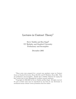 Lectures in Contract Theory1