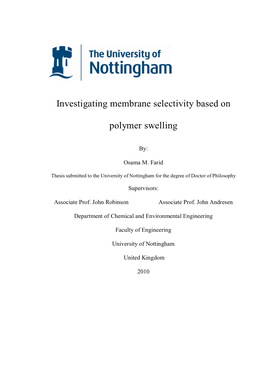 Investigating Membrane Selectivity Based on Polymer Swelling