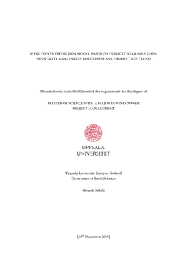 Wind Power Prediction Model Based on Publicly Available Data: Sensitivity Analysis on Roughness and Production Trend