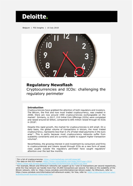 Regulatory Newsflash Cryptocurrencies and Icos: Challenging the Regulatory Perimeter