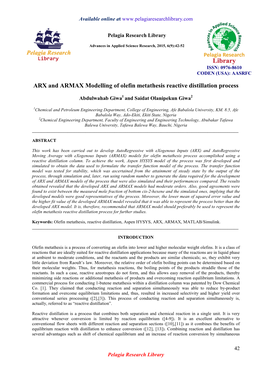 ARX and ARMAX Modelling of Olefin Metathesis Reactive Distillation Process