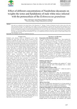 Effect of Different Concentrations of Nandrolone Decanoate on Weights