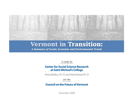 Vermont in Transition: a Summary of Social, Economic and Environmental Trends