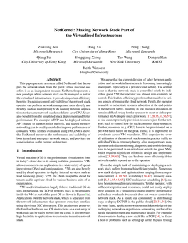 Netkernel: Making Network Stack Part of the Virtualized Infrastructure