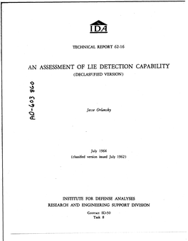 An Assessment of Lie Detection Capability (1964)