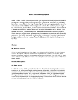 Music Teacher Biographies 2015