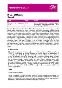 Minute of Meeting Council