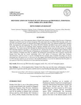 Benstonea Sp) from RIAU, INDONESIA USING THREE DNA BARCODES